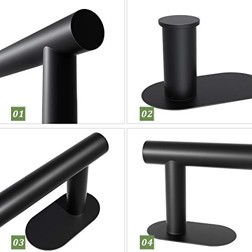 CROSOFMI Toallero Adhesivo Portarollos Papel Higienic Ganchos Adhesivos para Pared Accesorios Baño Sin Taladro Set Acero Inossidabile(Negro)