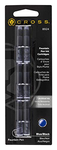 Cross 8924 - Pack de 6 cartuchos de tinta para pluma, color azul/negro