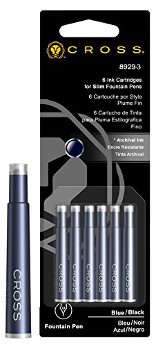 Cross 8929-3 - Pack de 6 cartuchos de tinta para pluma, color azul/negro