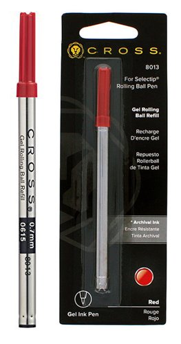 Cross Click - Bolígrafo, color rojo metálico + 8013 - Recambio para bolígrafo roller, color rojo