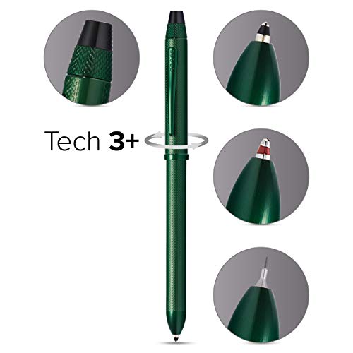 Cross Tech3+ Matte Green Chemically Etched Engraved Finish w/Matte Green PVD Appointments Multi Function Pen