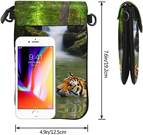Crossbody teléfono celular bolso siberiano Tigres en agua cascada pequeña Crossbody Bolsas de las mujeres pu bolso de hombro bolso Crossbody teléfono celular bolso siberiano Tigres en agua cascada pequeña Crossbody Bolsas de las mujeres pu bolso de hombro bolso