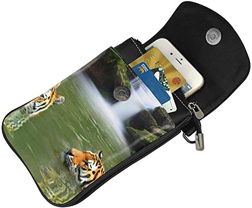 Crossbody teléfono celular bolso siberiano Tigres en agua cascada pequeña Crossbody Bolsas de las mujeres pu bolso de hombro bolso Crossbody teléfono celular bolso siberiano Tigres en agua cascada pequeña Crossbody Bolsas de las mujeres pu bolso de hombro bolso