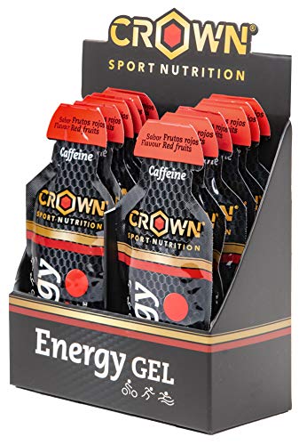 Crown Sport Nutrition Gel Energético - con o sin Cafeína - 10 unidades Carbohidratos en ratio 2:1:1 (Maltodextrina - Dextrosa - Fructosa) Ciclismo Running Deporte Entreno