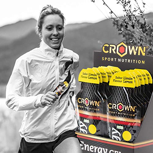 Crown Sport Nutrition Gel Energético - con o sin Cafeína - 10 unidades Carbohidratos en ratio 2:1:1 (Maltodextrina - Dextrosa - Fructosa) Ciclismo Running Deporte Entreno