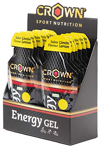 Crown Sport Nutrition Gel Energético - con o sin Cafeína - 10 unidades Carbohidratos en ratio 2:1:1 (Maltodextrina - Dextrosa - Fructosa) Ciclismo Running Deporte Entreno