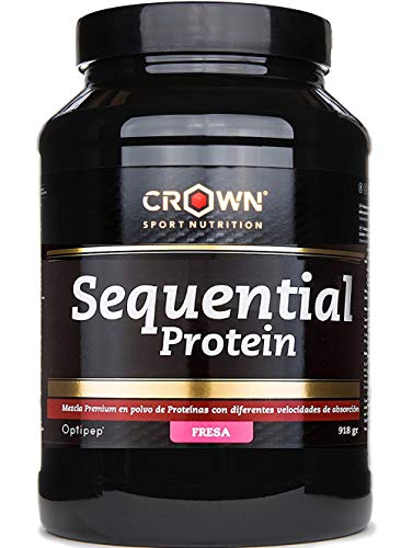 Crown Sport Nutrition Sequential Protein, Suplemento de proteína para antes de dormir para Deportistas, Sabor de Fresa - 918 gr