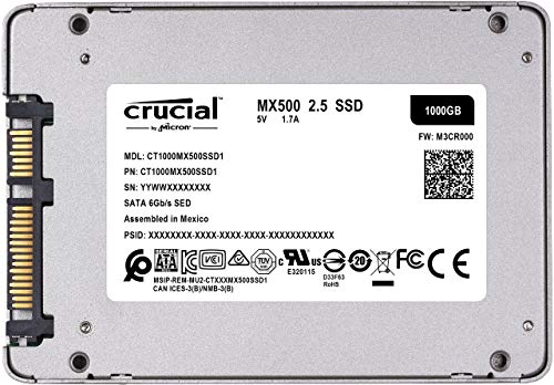 Crucial MX500 1TB CT1000MX500SSD1 Unidad interna de estado sólido-hasta 560 MB/s (3D NAND, SATA, 2.5 Pulgadas) Crucial MX500 1TB CT1000MX500SSD1 Unidad interna de estado sólido-hasta 560 MB/s (3D NAND, SATA, 2.5 Pulgadas)