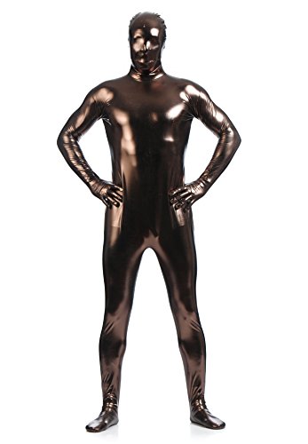 Crystally Traje de Disfraces de Halloween Traje de Cuerpo Completo Segundo Traje de Piel Zentai metálico Brillante para Body de Licra Unisex para Hombre y Mujer Traje de Spandex Zentai