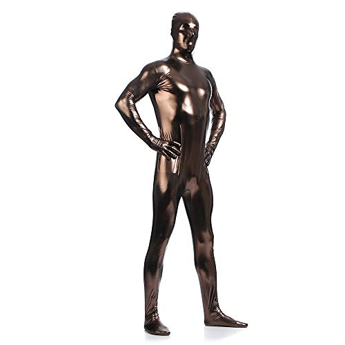 Crystally Traje de Disfraces de Halloween Traje de Cuerpo Completo Segundo Traje de Piel Zentai metálico Brillante para Body de Licra Unisex para Hombre y Mujer Traje de Spandex Zentai