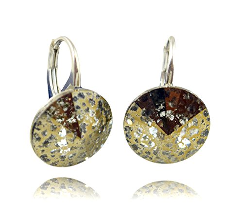 Crystals & Stones * Gold Patina * * * Rivoli * 14 mm - Bonitos pendientes para mujer con cristales de Swarovski Elements - Maravillosos pendientes con caja de regalo