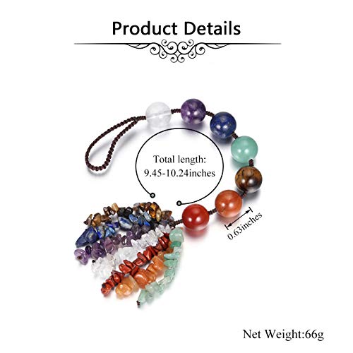 CrystalTears 7 piedras chakras naturales para colgar de piedra preciosa curativa a mano, flecos de grava, para yoga, meditación, curación, reiki, decoración para casa, jardín, coche CrystalTears 7 piedras chakras naturales para colgar de piedra preciosa curativa a mano, flecos de grava, para yoga, meditación, curación, reiki, decoración para casa, jardín, coche