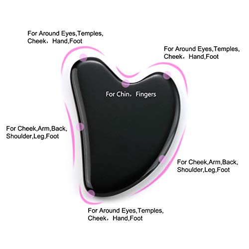 CrystalTears Juego de 3 rodillos de obsidiana Gua Sha para masajes faciales, antienvejecimiento, rejuvenece la cara y la piel del cuello