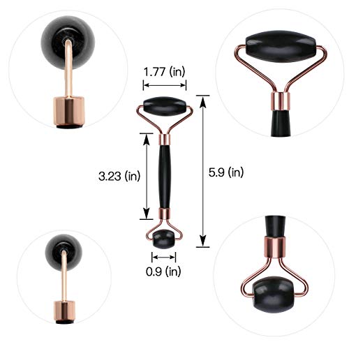 CrystalTears Juego de 3 rodillos de obsidiana Gua Sha para masajes faciales, antienvejecimiento, rejuvenece la cara y la piel del cuello CrystalTears Juego de 3 rodillos de obsidiana Gua Sha para masajes faciales, antienvejecimiento, rejuvenece la cara y la piel del cuello