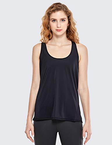 CRZ YOGA Camiseta Deportiva para Mujer Sin Mangas Tank Top Negro 42