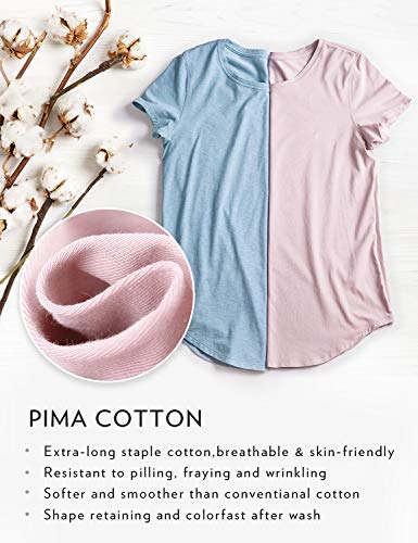 CRZ YOGA Mujer Algodón Pima Suelta Camisetas Manga Corta Deportiva Tops Blanco 36 CRZ YOGA Mujer Algodón Pima Suelta Camisetas Manga Corta Deportiva Tops Blanco 36