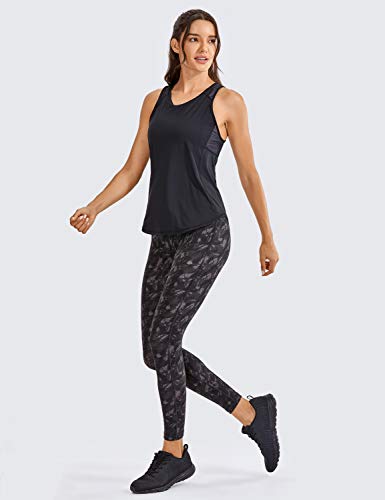 CRZ YOGA Mujer Camiseta de Tirantes de Malla Sin Mangas de Yoga Fitness Deportiva Negro 44