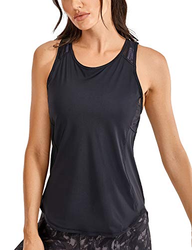 CRZ YOGA Mujer Camiseta de Tirantes de Malla Sin Mangas de Yoga Fitness Deportiva Negro 44