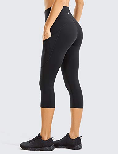 CRZ YOGA Mujer Cintura Alta Leggings Deportivas Fitness Running Pantalones Capri con Bolsillos -48cm Negro -R432 42 CRZ YOGA Mujer Cintura Alta Leggings Deportivas Fitness Running Pantalones Capri con Bolsillos -48cm Negro -R432 42