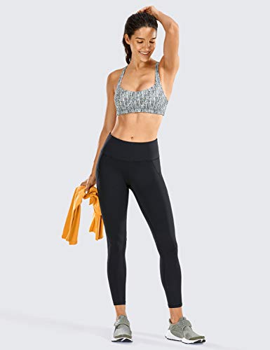 CRZ YOGA Mujer Compression Leggings Cintura Alta Deportivos Running Fitness Pantalon con Bolsillo-63cm Negro R424 44 CRZ YOGA Mujer Compression Leggings Cintura Alta Deportivos Running Fitness Pantalon con Bolsillo-63cm Negro R424 44