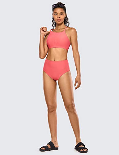 CRZ YOGA Mujer Cuello Alto Bikini Natacion Trajes de Baño Bañador Deportivo Mujer Tinte de Cereza 40