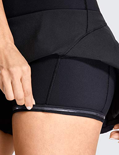 CRZ YOGA Mujer Deportivo Corto Falda Plisada Skorts de Tenis Golf con Interior Shorts Negro 38