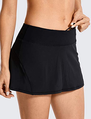 CRZ YOGA Mujer Deportivo Corto Falda Plisada Skorts de Tenis Golf con Interior Shorts Negro 38