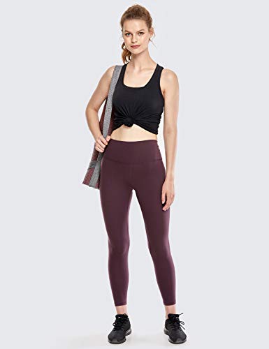 CRZ YOGA Mujer Deportivos Capris Yoga Pantalones Elásticos Cintura Alta Leggings - 63cm Violeta Claro - 63cm 40