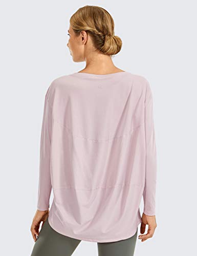 CRZ YOGA Mujer Loose Fit Top Ropa Deportiva Camiseta De Manga Larga con Cuello Barco Rosa Gris 46 CRZ YOGA Mujer Loose Fit Top Ropa Deportiva Camiseta De Manga Larga con Cuello Barco Rosa Gris 46