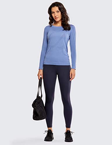 CRZ YOGA Mujer Naked Feeling Deportivos 7/8 Leggings Yoga Fitness Pantalon de Cintura Alta con Bolsillos-63cm Azul marino-R009 36 CRZ YOGA Mujer Naked Feeling Deportivos 7/8 Leggings Yoga Fitness Pantalon de Cintura Alta con Bolsillos-63cm Azul marino-R009 36