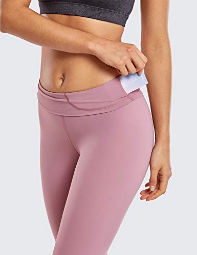 CRZ YOGA Mujer Naked Feeling Deportivos 7/8 Leggings Yoga Fitness Pantalon de Cintura Alta con Bolsillos-63cm Higo-R009 40