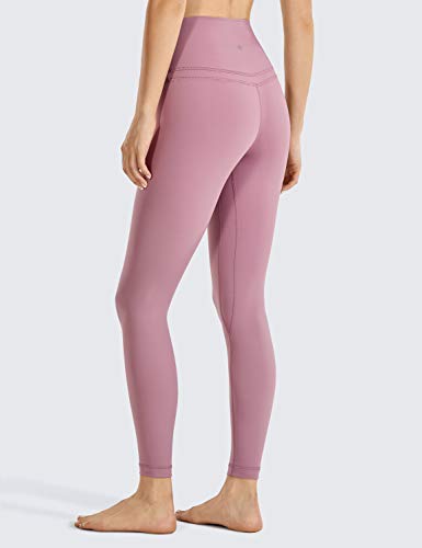 CRZ YOGA Mujer Naked Feeling Deportivos 7/8 Leggings Yoga Fitness Pantalon de Cintura Alta con Bolsillos-63cm Higo-R009 40