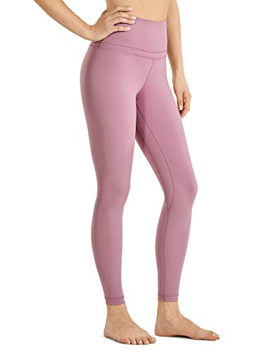 CRZ YOGA Mujer Naked Feeling Deportivos 7/8 Leggings Yoga Fitness Pantalon de Cintura Alta con Bolsillos-63cm Higo-R009 40