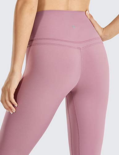 CRZ YOGA Mujer Naked Feeling Deportivos 7/8 Leggings Yoga Fitness Pantalon de Cintura Alta con Bolsillos-63cm Higo-R009 46