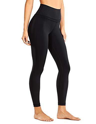 CRZ YOGA Mujer Naked Feeling Deportivos 7/8 Leggings Yoga Fitness Pantalon de Cintura Alta con Bolsillos-63cm Negro-R009 36