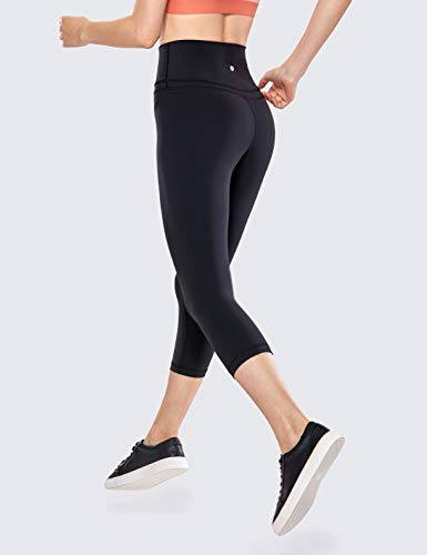 CRZ YOGA Mujer Naked Feeling Leggings Deportivas Cintura Alta Yoga Fitness Pantalones con Bolsillo -48cm Negro R418 40