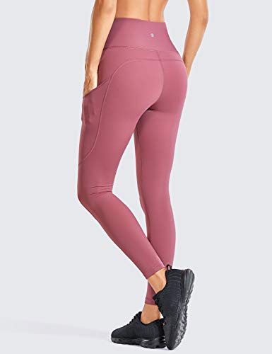 CRZ YOGA Mujer Naked Feeling Leggings Deportivas Cintura Alta Yoga Fitness Pantalones con Bolsillo-63cm Misty Merlot New2 38