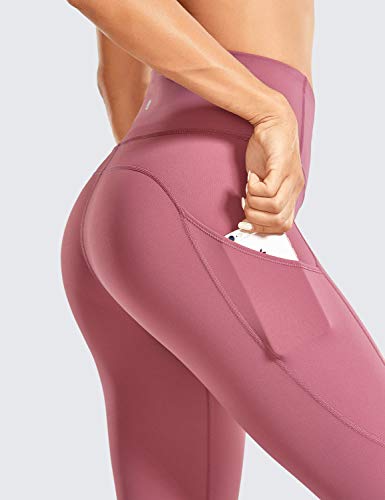 CRZ YOGA Mujer Naked Feeling Leggings Deportivas Cintura Alta Yoga Fitness Pantalones con Bolsillo-63cm Misty Merlot New2 38