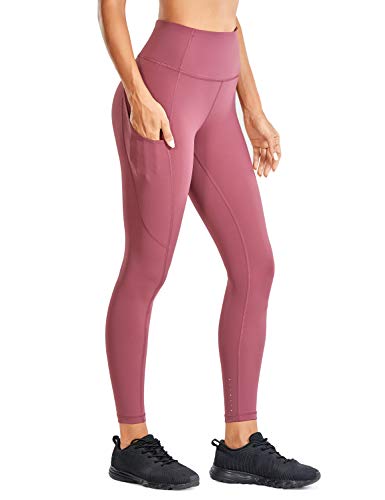 CRZ YOGA Mujer Naked Feeling Leggings Deportivas Cintura Alta Yoga Fitness Pantalones con Bolsillo-63cm Misty Merlot New2 38