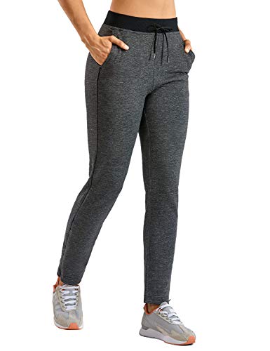 CRZ YOGA Mujer Pantalones de Deporte Fitness Sweat Pants con Bolsillo Gris Melange 40