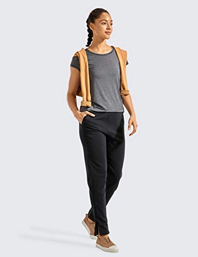 CRZ YOGA Mujer Pantalones de Deporte Fitness Sweat Pants con Bolsillo Negro 46