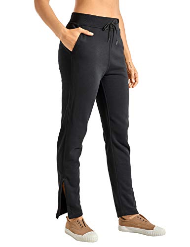 CRZ YOGA Mujer Pantalones de Deporte Fitness Sweat Pants con Bolsillo Negro 46