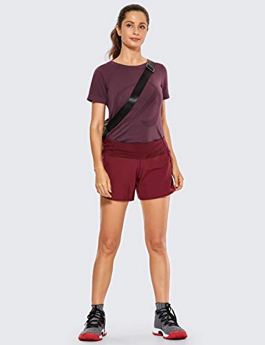 CRZ YOGA Mujer Ropa Deportiva Sports Casuales Camiseta Malla sin Costura Manga Corta Violeta Claro 36 CRZ YOGA Mujer Ropa Deportiva Sports Casuales Camiseta Malla sin Costura Manga Corta Violeta Claro 36