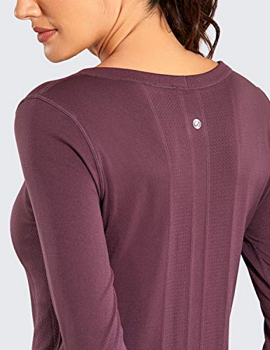 CRZ YOGA Mujer Ropa Deportiva Sports Casuales Camiseta Malla sin Costura Manga Larga Violeta Claro 42 CRZ YOGA Mujer Ropa Deportiva Sports Casuales Camiseta Malla sin Costura Manga Larga Violeta Claro 42
