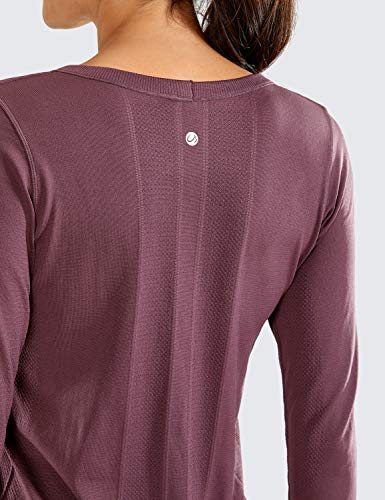 CRZ YOGA Mujer Ropa Deportiva Sports Casuales Camiseta Malla sin Costura Manga Larga Violeta Claro 42 CRZ YOGA Mujer Ropa Deportiva Sports Casuales Camiseta Malla sin Costura Manga Larga Violeta Claro 42