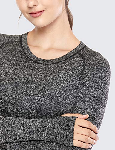 CRZ YOGA Mujer Ropa Deportiva Sports Casuales Camiseta sin Costura Manga Larga Negro/Blanco-R211 38 CRZ YOGA Mujer Ropa Deportiva Sports Casuales Camiseta sin Costura Manga Larga Negro/Blanco-R211 38