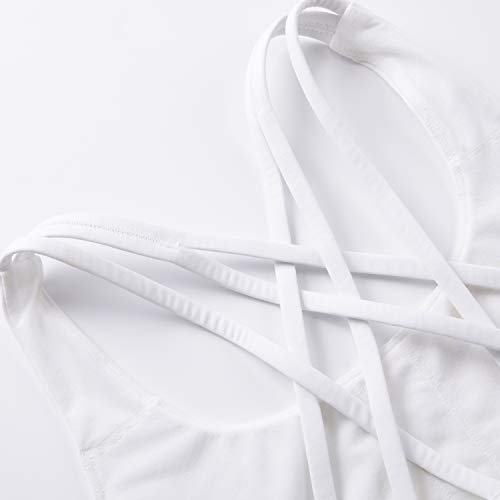 CRZ YOGA Mujer Sujetador Deportivo Yoga Strappy Copas Extraíbles Largo Top sin Aros Blanco_H160 S CRZ YOGA Mujer Sujetador Deportivo Yoga Strappy Copas Extraíbles Largo Top sin Aros Blanco_H160 S
