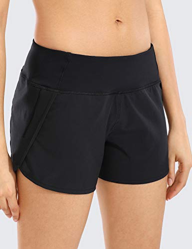CRZ YOGA Pantalón Corto Deportivo Mujer Shorts Casual con Bolsillo para Gimnasio - 10cm Negro 46
