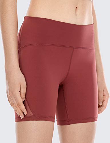 CRZ YOGA Pantalón Corto para Mujer Malla Shorts con Bolsillo Cremallera - 15cm Sabana 36
