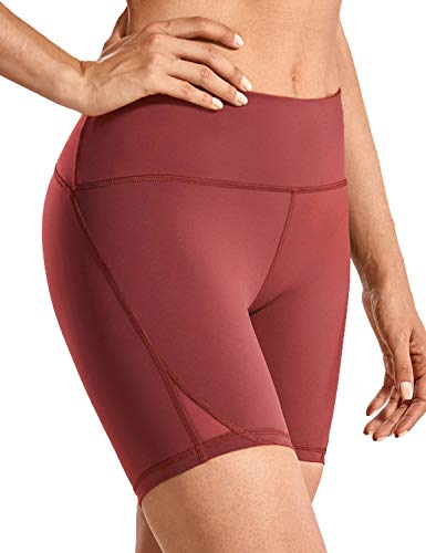 CRZ YOGA Pantalón Corto para Mujer Malla Shorts con Bolsillo Cremallera - 15cm Sabana 36